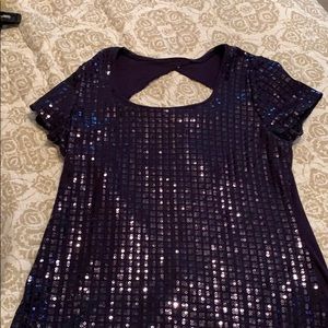 Sequins dark navy blue top